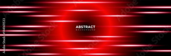 Obraz Red futuristic neon background with speed light effect. Vector design