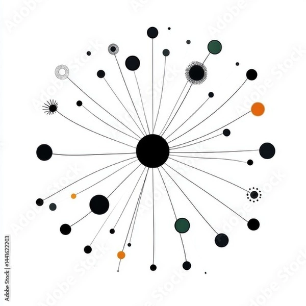 Fototapeta Abstract graphic design with interconnected circles and lines