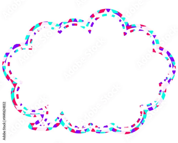 Fototapeta ステンドグラス風吹き出し　三角形模様　丸みのある雲形