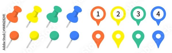 Fototapeta 色々な形のマップピンのアイコン素材セット