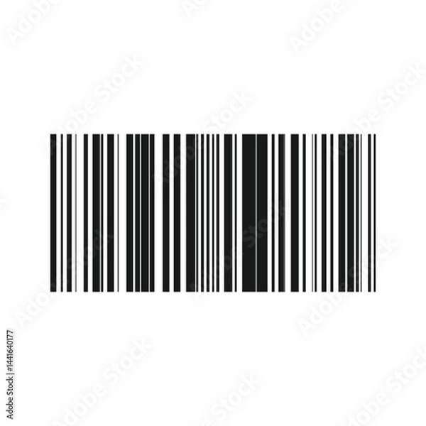 Fototapeta Vector barcode icon for digital use. Fake barcode design for online layouts. Clean and simple barcode graphic for distribution tags and e-commerce. Isolated illustration in vector style.