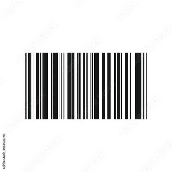 Fototapeta Vector barcode icon for digital use. Fake barcode design for online layouts. Clean and simple barcode graphic for distribution tags and e-commerce. Isolated illustration in vector style.