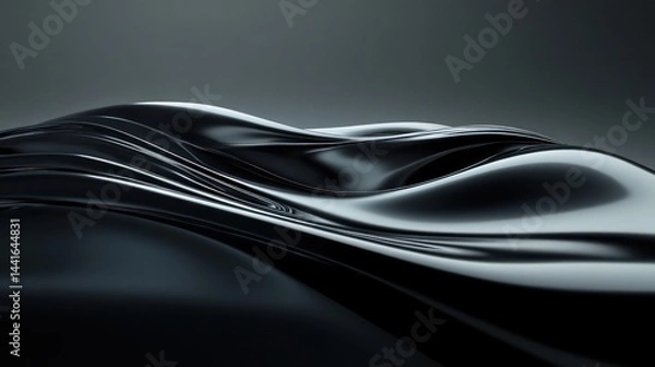 Obraz Fluid movement abstract design digital art black waves minimalist motion concept
