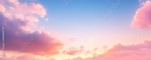 Fototapeta Pastel hues of clouds against a soft sky.