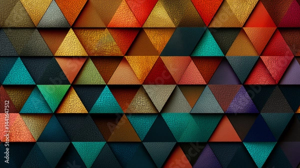 Fototapeta Mosaic Art Background with Geometric Triangles, geometric shapes, rainbow color 