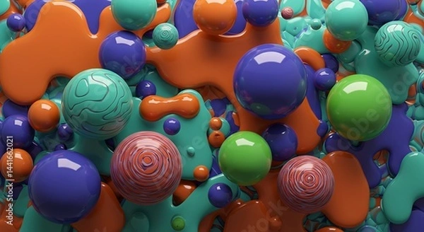 Obraz Chromatic Chaos: Orb Symphony AI Generated