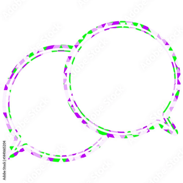Fototapeta ステンドグラス風吹き出し　三角形模様　重なる会話