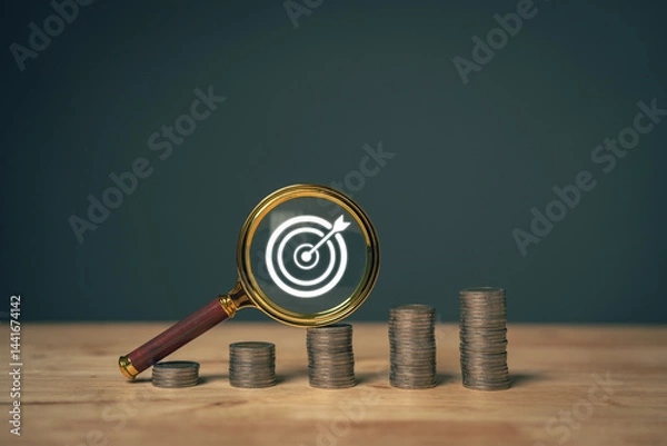 Fototapeta Savings for investing in business. The concept of setting goals for savings. Setting goals for fixed deposits with banks. The concept of insurance for savings limits..