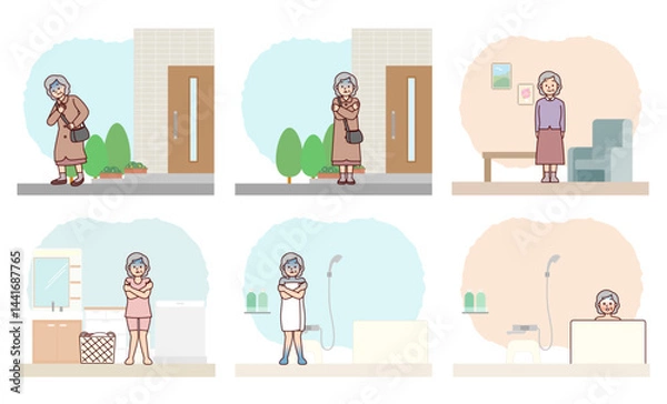 Obraz 高齢女性　ヒートショックを招く習慣