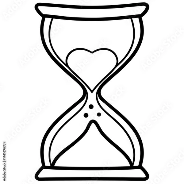 Fototapeta Timeless Love Hourglass with Heart Sand Line Art
