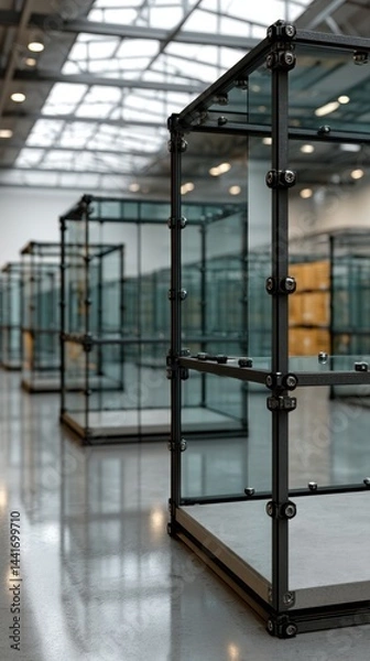 Fototapeta Quantum physics through innovative information grids in a high-tech environment