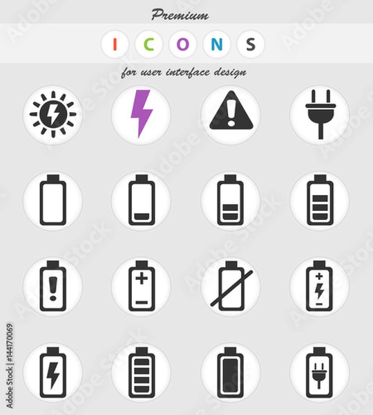 Fototapeta battery icon set
