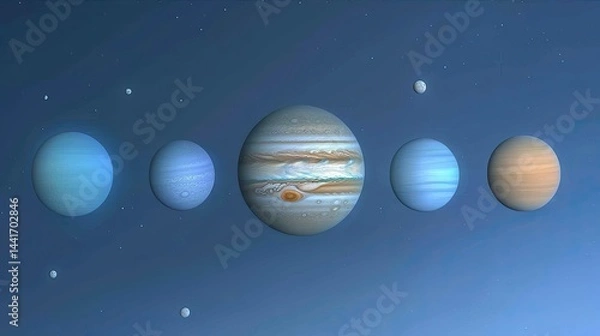 Fototapeta Stunning Depiction of Solar System Planets Aligned in Cosmic Space with Stars in Background