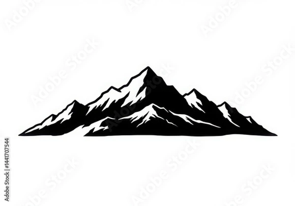 Obraz Mountain range silhouette isolated on white background