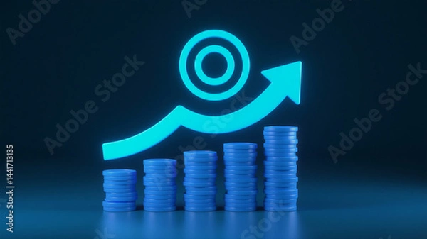 Fototapeta Financial Growth Diverging from Target: A 3D Illustration