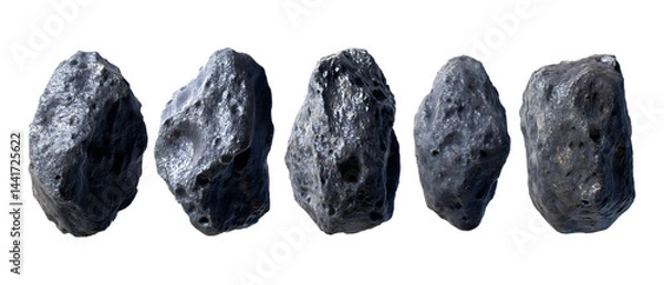 Obraz Pack of Asteroids Against Transparent Background for Space Branding, Sci-Fi Promotion, or Cosmic Design Projects