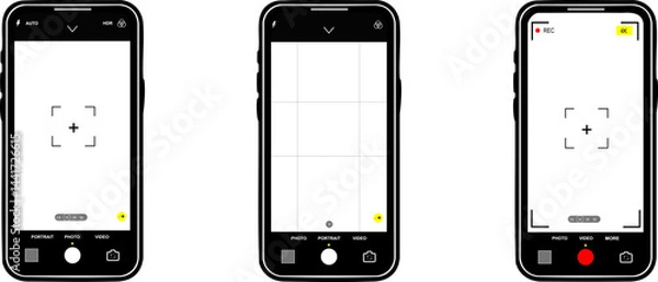 Obraz Smartphone Camera App UI – Vector Illustration of Photo & Video Interface for Mobile Photography and Media Application Design