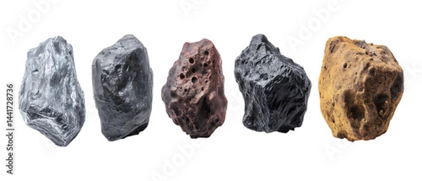 Fototapeta Pack of Asteroids Against Transparent Background for Space Branding, Sci-Fi Promotion, or Cosmic Design Projects