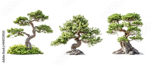 Obraz Pack of Cedars Against Transparent Background for Botanical Branding, Nature Promotion, or Outdoor Design Projects