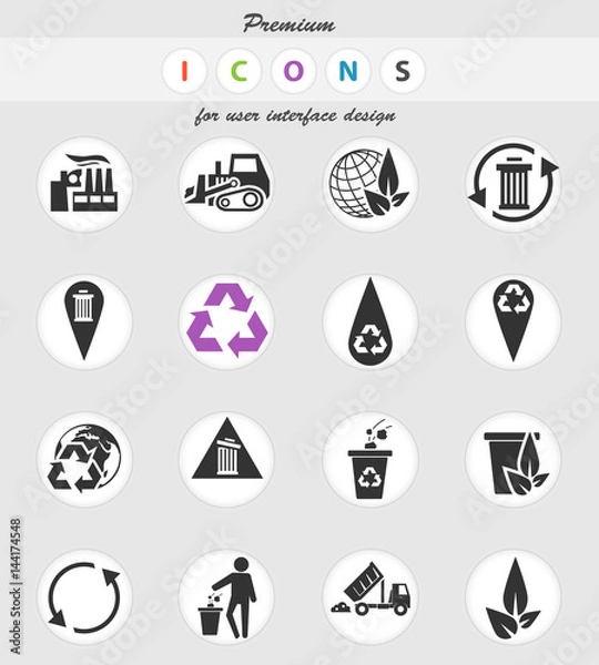 Obraz garbage icon set