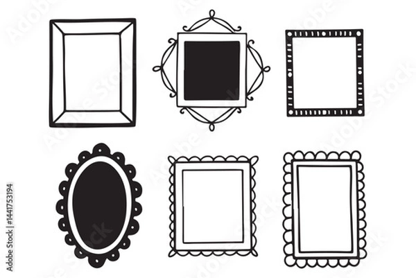 Fototapeta Decorative Frame Collection, Vintage and Modern Border Styles, Hand-Drawn Ornamental Outline Set