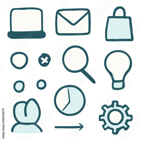 Obraz Technology Icon Set (Laptop, Mail, Lightbulb, etc.)