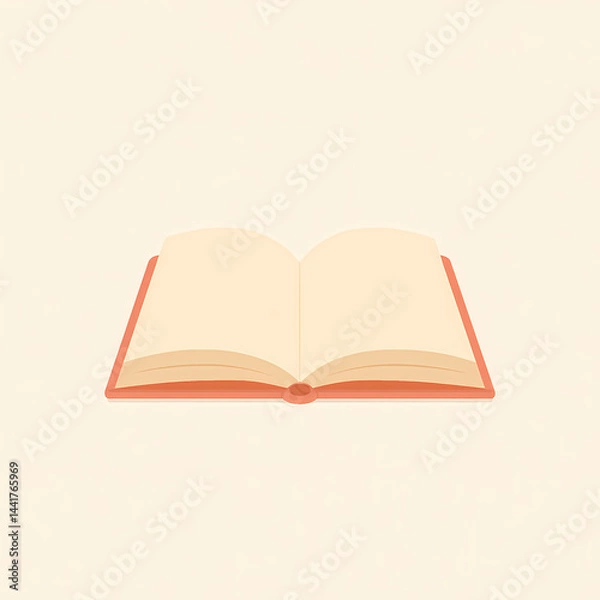 Fototapeta Flat vector showing an open book resting on a surface, pages slightly bent. A calm emotional metaphor for memory, longing, and reflection.