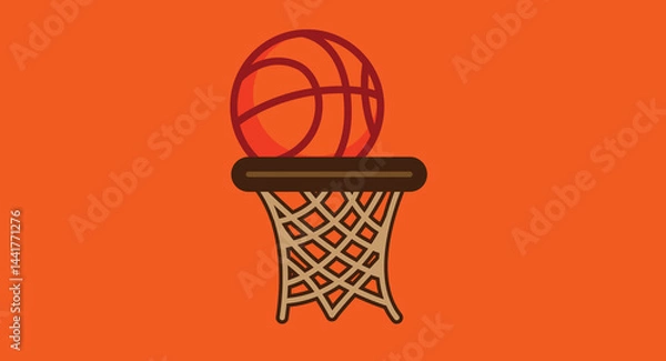 Fototapeta illustration of a basketball inside a loop, isolated against a clean background, symbolizing sports, motion, and dynamic action in a minimalist and modern style