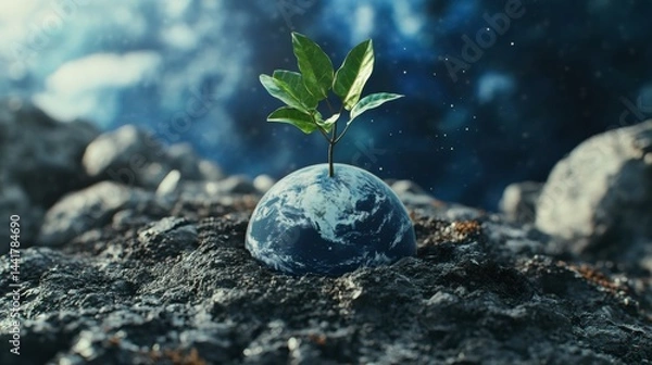 Fototapeta Green tree on earth for ecology friendly concept and World environment and sustainable development concept