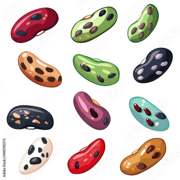 Fototapeta Beans png pile of beans png legumes isolated png 3d food ingredient png transparent background image