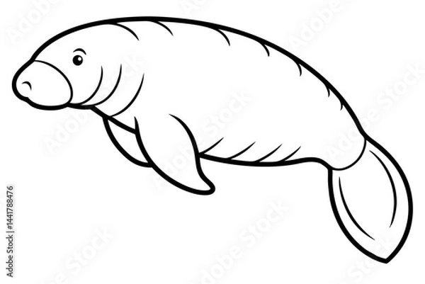 Fototapeta Elegant Manatee Line Art
