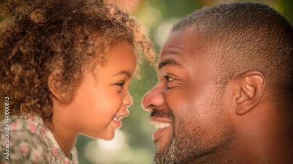 Obraz Young father and daughter sharing a tender moment, love and connection in a quiet embrace