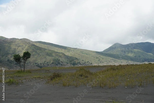 Fototapeta Scenic mountain landscape volcanic region nature photography calm environment wide viewpoint serenity concept