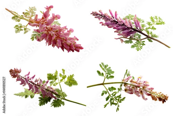 Fototapeta Fumitory Sprig White Background