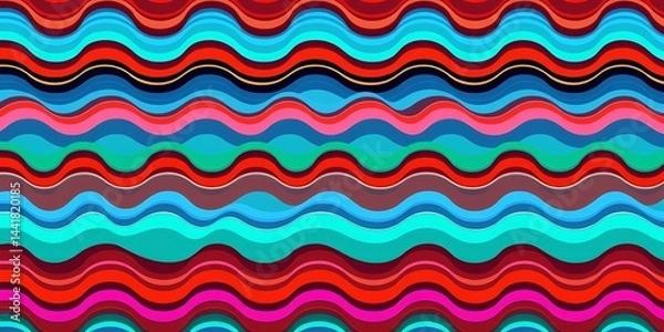 Fototapeta Seamless vector wave pattern, abstract curvy lines, striped background, graphic design template, surface pattern, lines