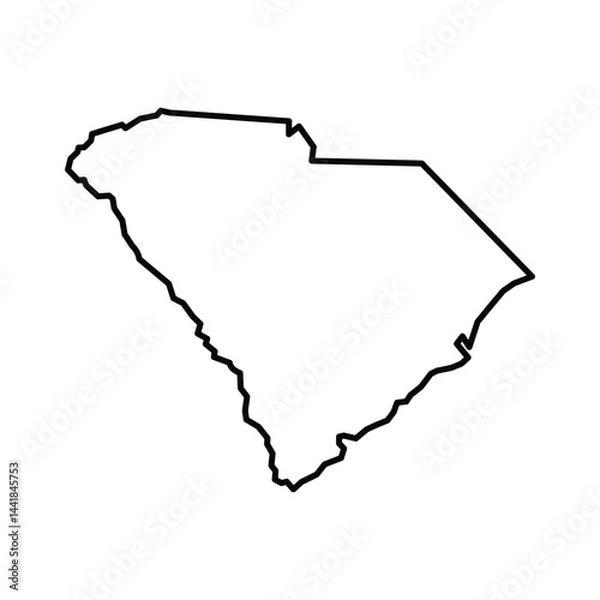 Fototapeta South Carolina State Outline Vector Map