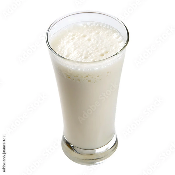 Fototapeta Refreshing single turkish ayran glass isolated on a transparent background