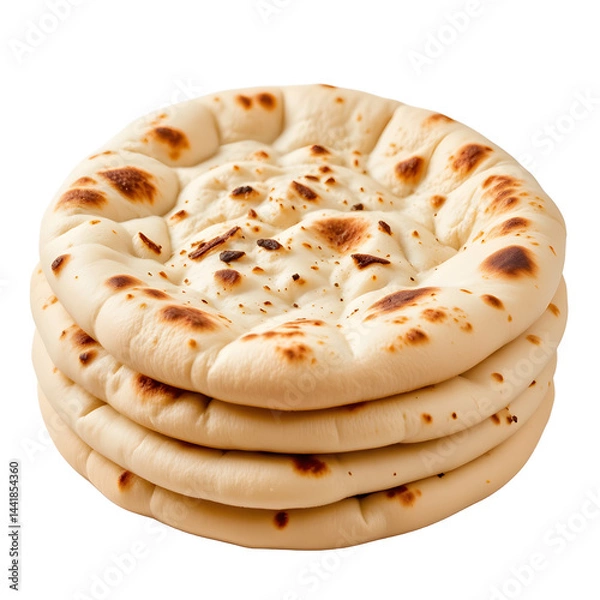Obraz garlic naan bread, folded and stacked, isolated