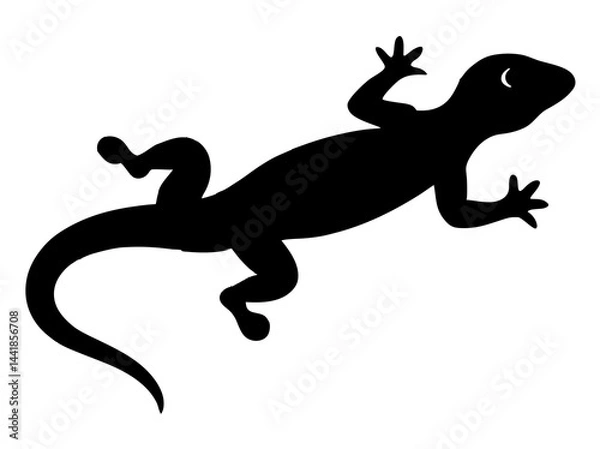 Fototapeta "Silhouette of Gecko on White Background – Minimalist Design"