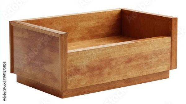 Fototapeta Modern wooden box with clean lines, featuring a minimalist rectangular design and smooth finish.