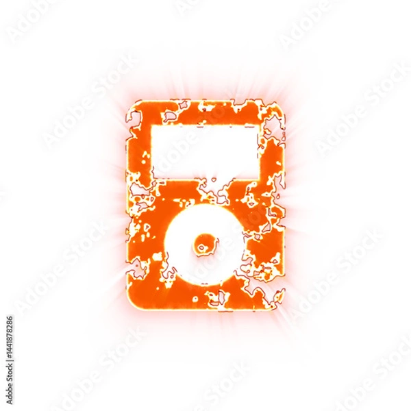 Fototapeta Burning icon mp3 player on transparent background. Looks like burnt paper