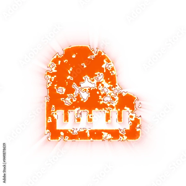 Fototapeta Burning icon piano on transparent background. Looks like burnt paper