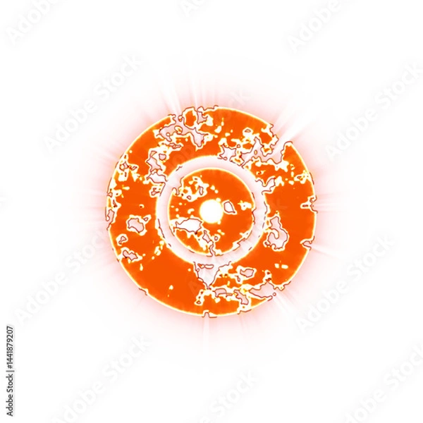 Fototapeta Burning icon record vinyl on transparent background. Looks like burnt paper
