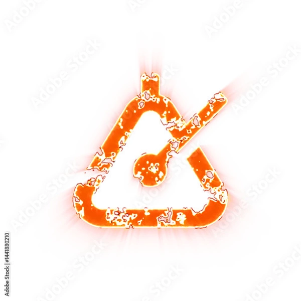 Fototapeta Burning icon triangle music on transparent background. Looks like burnt paper