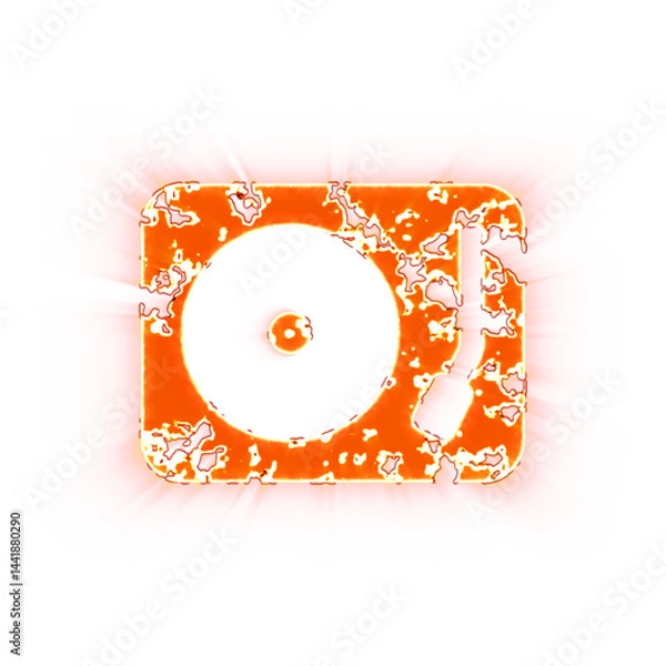 Fototapeta Burning icon turntable on transparent background. Looks like burnt paper