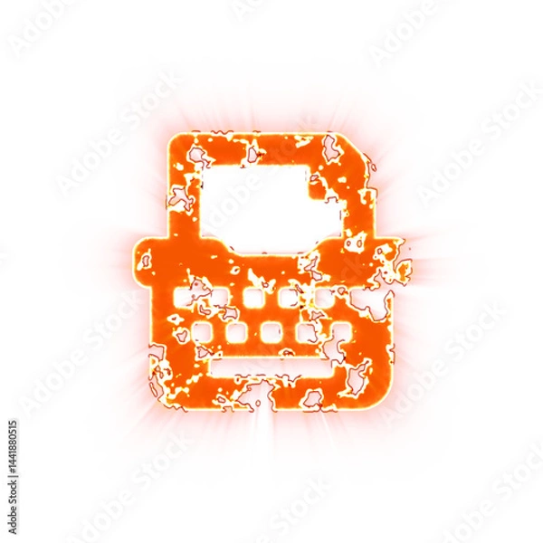 Fototapeta Burning icon typewriter on transparent background. Looks like burnt paper