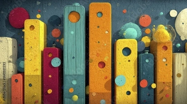 Fototapeta Bright rectangular shapes, playful color scheme, fun design element - saturated design unsaturated bold abstract