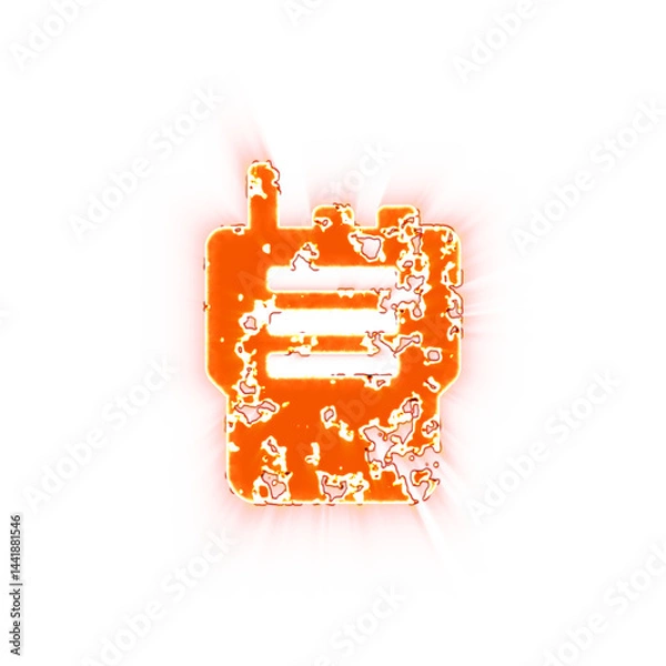 Fototapeta Burning icon walkie talkie on transparent background. Looks like burnt paper
