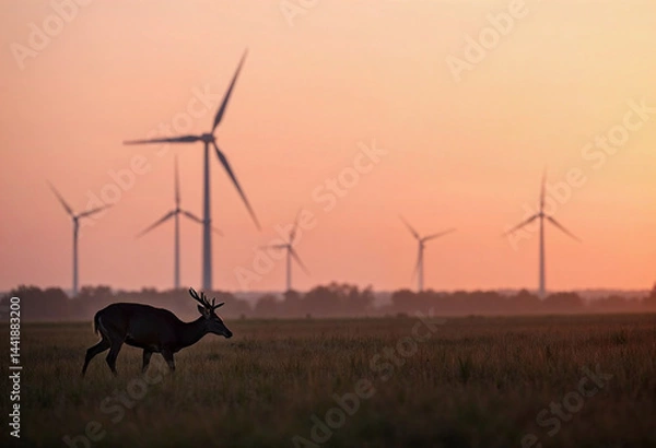 Fototapeta Field of wind turbines