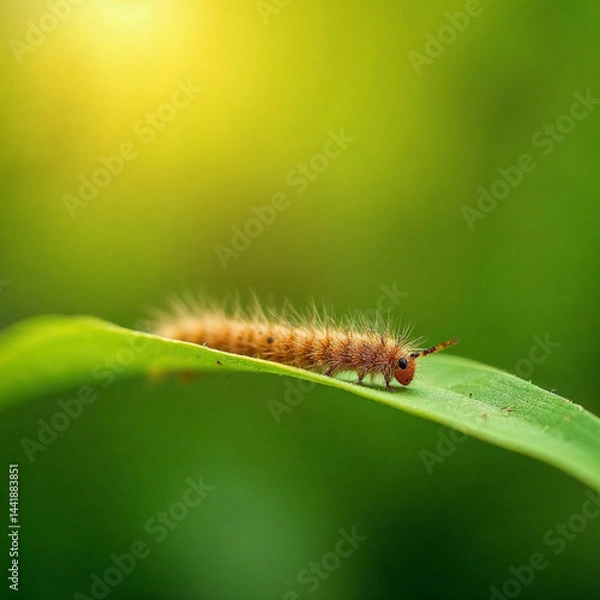 Fototapeta Macro caterpillar on leaf